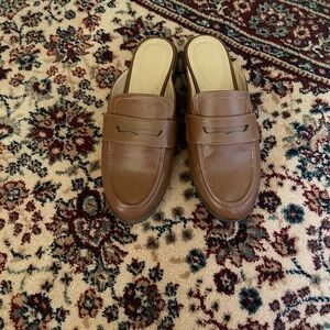 JustFab Brown Flats with Classic Penny Design